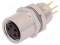 Connector: M8; female; PIN: 4; unshielded; socket; IP67; 30V TE Connectivity T4043014041-000