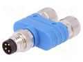 T adapter; M8 male,M8 female x2; PIN: 4; Y; IP67; Polarisation: A TE Connectivity T4081122004-000