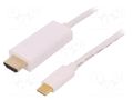 Adapter; USB 3.1; HDMI plug,USB C plug; 2m; white QOLTEC QOLTEC-50415