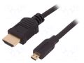 Cable; HDMI plug,micro HDMI plug; PVC; HDMI 1.4; 1m; black; black QOLTEC QOLTEC-50509