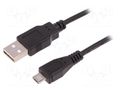 Cable; USB 2.0; USB A plug,USB B micro plug; 1m; black QOLTEC QOLTEC-50521