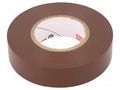 Tape: electrical insulating; W: 19mm; L: 20m; Thk: 0.18mm; brown PLYMOUTH PLH-PR37-19-20/BN
