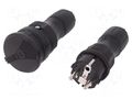 Connector: AC supply; male,female; socket,plug; 2P+PE; 250VAC; 16A PLASTROL ZWG-54/BK-BK