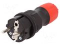 Connector: AC supply; male; plug; 2P+PE; 250VAC; 16A; for cable PLASTROL WT-54/BK-RD