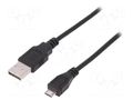 Cable; USB 2.0; USB A plug,USB B micro plug; nickel plated; 1.8m DIGITUS AK-300127-018-S