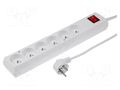Extension lead; 3x1.5mm2; Sockets: 6; PVC; white; 3m; 16A JONEX PS-670WS/1.5-3.0