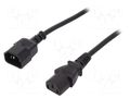 Cable; IEC C13 female,IEC C14 male; 1.2m; black; 10A; 250V DIGITUS AK-440201-012-S