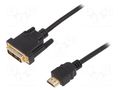 Cable; DVI-D (18+1) plug,HDMI plug; 3m; black; HDMI 1.4; 30AWG DIGITUS AK-330300-030-S