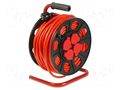 Extension lead; 3x1.5mm2; reel; Sockets: 4; PVC; orange; 50m; 10A JONEX PS-BT/IP44/50-1.5