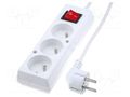 Extension lead; 3x1.5mm2; Sockets: 3; PVC; white; 10m; 16A JONEX PS-370WS/1.5-10.0