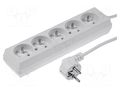 Extension lead; 3x1.5mm2; Sockets: 5; PVC; white; 3m; 16A JONEX PS-570/1.5-3.0