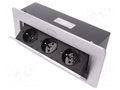 Plug socket strip: furniture; IP20; 16A; 2500W; silver; 223x108mm ORNO OR-AE-1336/G