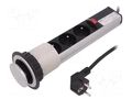 Plug socket strip: furniture; IP20; 16A; 3680W; silver; 250VAC ORNO OR-AE-1347