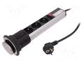 Plug socket strip: furniture; IP20; 16A; 3680W; steel; 250VAC ORNO OR-AE-1348