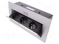 Plug socket strip: furniture; IP20; 16A; 2500W; silver; 223x108mm ORNO OR-AE-1371/G