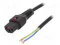 Cable; IEC C13 female,wires; PVC; 4m; with IEC LOCK locking; 10A IEC LOCK IEC-PC1026