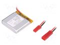 Re-battery: Li-Po; 3.7V; 1000mAh; cables,JST SYR-02T socket CELLEVIA BATTERIES ACCU-LP753636/CL
