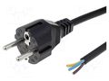 Cable; 3x1.5mm2; CEE 7/7 (E/F) plug,wires; PVC; 3m; black; 16A LIAN DUNG S2-3/15/3BK