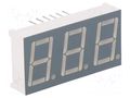 Display: LED; 7-segment; 14.2mm; 0.56"; No.char: 3; red; 30÷60mcd FORYARD FYT-5631AUHR-21