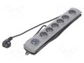 Plug socket strip: protective; Sockets: 6; 230VAC; 10A; grey; 3m QOLTEC QS-50166