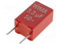 Capacitor: polyester; 3.3uF; 30VAC; 50VDC; 5mm; ±10%; MKT; THT WIMA MKS2-3.3U/50