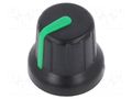 Knob; miniature,with pointer; Øshaft: 6.35mm; black SR PASSIVES GTC6D3-16X14-355C