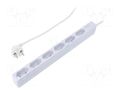 Plug socket strip: supply; Sockets: 6; 250VAC; 15A; white; 1.5m LOGILINK LPS231