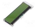 Display: LCD; alphanumeric; COG,STN Positive; 20x2; green; LED RAYSTAR OPTRONICS RX2002A-YHW-TS