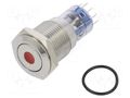 Switch: vandal resistant; DPDT; 3A/250VAC; IP67; ON-(ON); red BULGIN MP0045/1E1RD220S