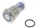 Switch: vandal resistant; DPDT; 3A/250VAC; IP67; ON-(ON); blue BULGIN MP0045/1D2BL220S