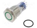 Switch: vandal resistant; DPDT; 3A/250VAC; IP67; ON-(ON); green BULGIN MP0045/1D2GN012S