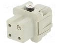 Connector: HDC; contact insert; female; HDC; PIN: 4; 10A; 250V; 3+PE TE Connectivity T2010032201-000