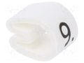 Markers; Marking: 9; 4.3÷6.9mm; PVC; white; -45÷70°C; leaded TE Connectivity TE-06201909