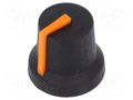 Knob; with pointer; rubber,plastic; Øshaft: 6mm; Ø16.8x14.5mm CLIFF K87MBR-B6MORA