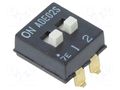 Switch: DIP-SWITCH; Poles number: 2; ON-OFF; 0.1A/24VDC; Pos: 2; SMT TE Connectivity 1825058-1