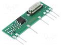 Module: RF; FM receiver; AM,ASK; 433.92MHz; -112dBm; 5VDC; 4.3mA AUREL RX-4MR50