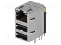 Connector: RJ45 + USB A; socket; PIN: 8; shielded,RJ45 + 2x USB-A BEL FUSE 0862-1J1T-43-F