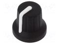 Knob; with pointer; rubber,plastic; Øshaft: 6mm; Ø16x15.1mm; black CLIFF FC72601S