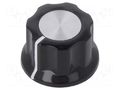 Knob; with flange; plastic; Øshaft: 6.35mm; Ø15.7x12mm; black; PKES TE Connectivity 5-1437624-0