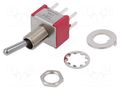 Switch: toggle; Pos: 2; DPDT; ON-ON; 5A/120VAC; 5A/28VDC; 7000; IP40 C&K 7201SYCQE
