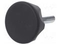 Knob; Ø: 45mm; Ext.thread: M10; 40mm; technopolymer PA; Cap: black ELESA+GANTER ELK.45P-M10X40-C1