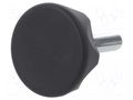 Knob; Ø: 56mm; Ext.thread: M10; 20mm; technopolymer PA; Cap: black ELESA+GANTER ELK.56P-M10X20-C1