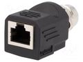 Adapter; M12 female,RJ45 socket; D code-Ethernet; PIN: 4; Cat: 5e AMPHENOL LTW RJS-12D04FF-LS8001