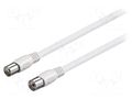 Cable; 1m; coaxial 9.5mm socket,coaxial 9.5mm plug; PVC; white Goobay SAT-M/F-0100-WH