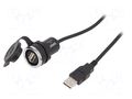 USB socket; 22mm; IP65; on panel; Len: 1.5m; plastic EMAS T0-BUSB