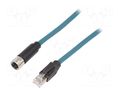 Cable: for sensors/automation; PIN: 8; female; X code-ProfiNET BULGIN TPU12FBF08XRJ030PU