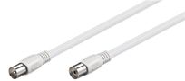 Antenna Cable (Class A, >85 dB), Double Shielded, 3 m, white - coaxial plug > coaxial socket (fully shielded) 66615