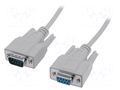 Cable; D-Sub 9pin socket,D-Sub 9pin plug; 2m; grey DIGITUS AK-610203-020-E