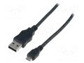 Cable; USB 2.0; USB A plug,USB B micro plug; nickel plated; 1.8m DIGITUS AK-300110-018-S