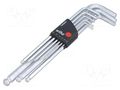 Wrenches set; hex key,spherical; Chrom-vanadium steel; 9pcs. WIHA WIHA.01418